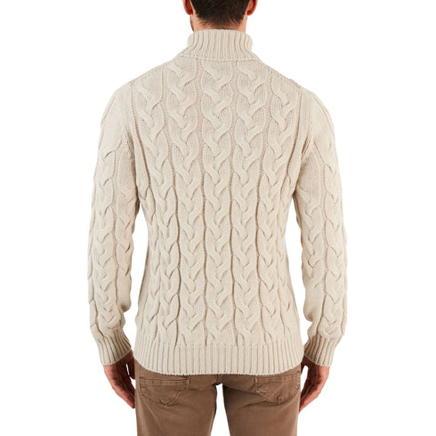 Pullover Dolcevita Uomo trecce multicolore Beige tortora Gran Sasso- Francavilla Moda